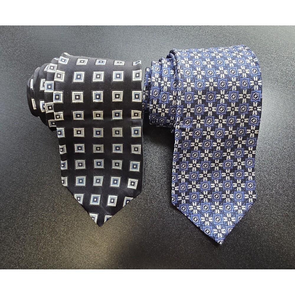lots of 2 vintage Bachrach Neck Tie Men's Silk  Made In Italy geometric pattern